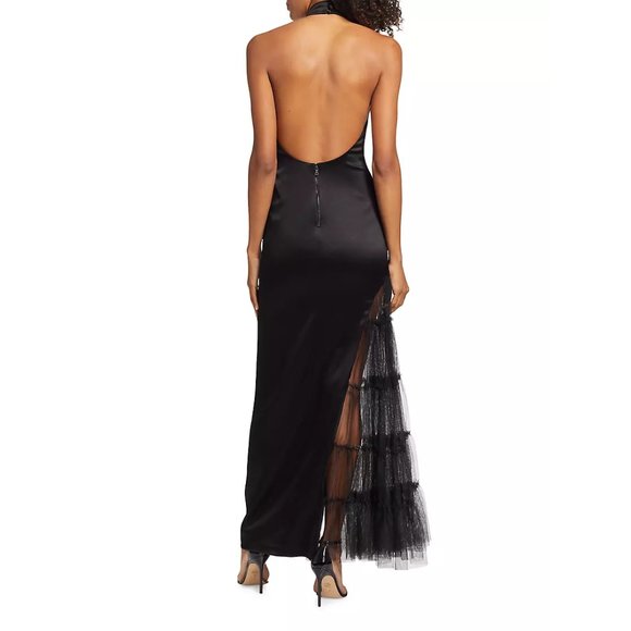 Alice + Olivia Ryn Tulle-Panel Satin Gown - elegant and seductive, size 8. - Picture 3 of 11
